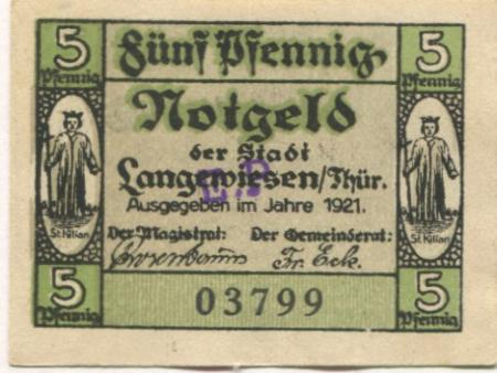 Langewiesen - Stadt - 1921 - 5 Pfennig 