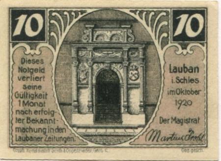 Lauban - (heute:-PL-Luban) - Stadt - Oktober 1920 - 10 Pfennig 