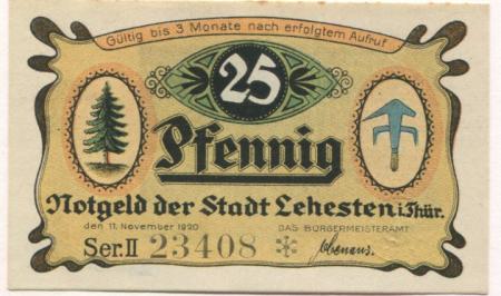 Lehesten - Stadt - 11.11.1920 - 25 Pfennig 