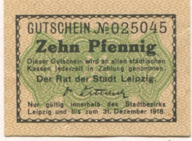 Leipzig - Stadt - 31.12.1918 - 10 Pfennig 