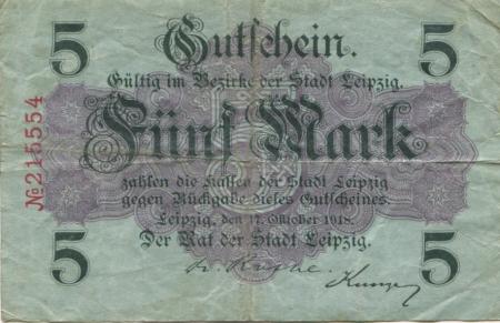 Leipzig - Stadt - 17.10.1918 - 5 Mark 