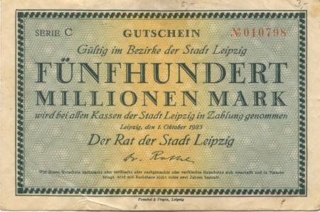 Leipzig - Stadt - 1.10.1923 - 500 Millionen Mark 
