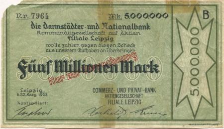 Leipzig - Commerz- und Privat-Bank AG, Filiale Leipzig - 22.8.1923 - 5 Millionen Mark 