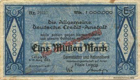 Leipzig - Darmstädter und Nationalbank KaA, Filiale Leipzig - 16.8.1923 - 1 Million Mark 