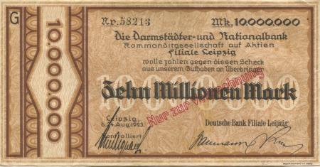 Leipzig - Deutsche Bank, Filiale Leipzig - 24.8.1923 - 10 Millionen Mark 