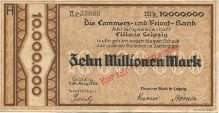 Leipzig - Dresdner Bank - 24.8.1923 - 10 Millionen Mark 