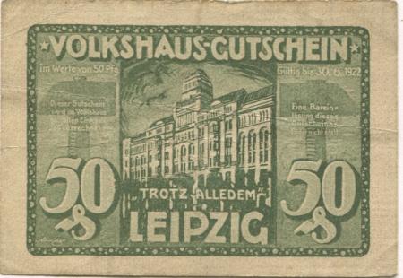 Leipzig - Volkshaus - - 30.6.1922 - 50 Pfennig 