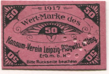 Leipzig-Plagwitz - Konsum-Verein Leipzig-Plagwitz und Umgegend EGmbH, Verkaufsstelle A - 1917 - 50 Pfennig 