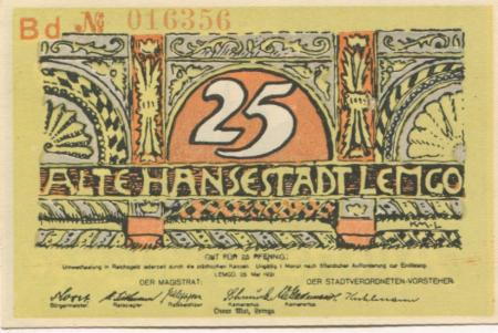 Lemgo - Stadt - 25.5.1921 - 25 Pfennig 