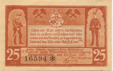 Leopoldshall (heute: Staßfurt) - Stadt - 25.7.1921 - 25 Pfennig 