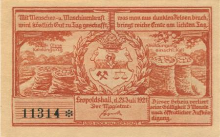 Leopoldshall (heute: Staßfurt) - Stadt - 25.7.1921 - 25 Pfennig 