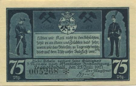 Leopoldshall (heute: Staßfurt) - Stadt - 25.7.1921 - 75 Pfennig 