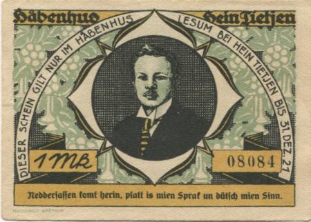 Lesum (heute: Bremen) - Tietjen, Hein, Häbenhus - - 1.12.1921 - 1 Mark 