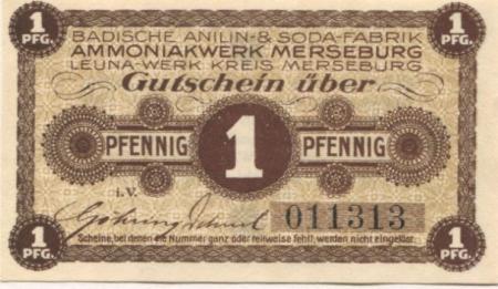 Leuna - Badische Anilin- und Soda-Fabrik, Ammoniakwerk Merseburg, Leuna-Werk - -- - 1 Pfennig 
