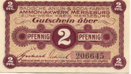 Leuna - Badische Anilin- und Soda-Fabrik, Ammoniakwerk Merseburg, Leuna-Werk - -- - 2 Pfennig 