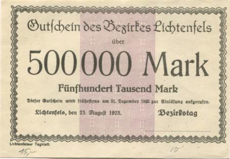 Lichtenfels - Bezirk - 23.8.1923 - 31.12.1923  - 500000 Mark 