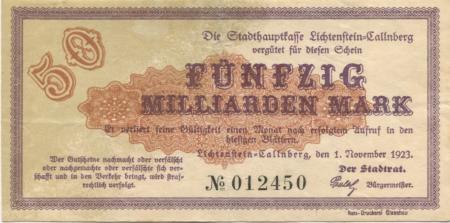 Lichtenstein(-Callnberg) - Stadt - 1.11.1923 - 50 Milliarden Mark 