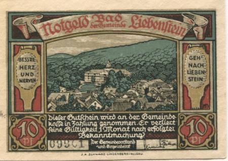 Liebenstein (Bad) - Gemeinde - 1921 - 10 Pfennig 