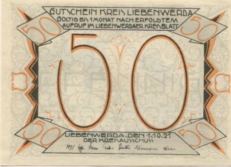 Liebenwerda (Bad) - Kreis - 1.10.1921 - 50 Pfennig 