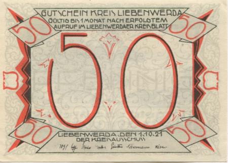 Liebenwerda (Bad) - Kreis - 1.10.1921 - 50 Pfennig 
