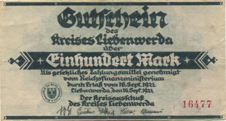Liebenwerda (Bad) - Kreis - 16.9.1922 - 100 Mark 