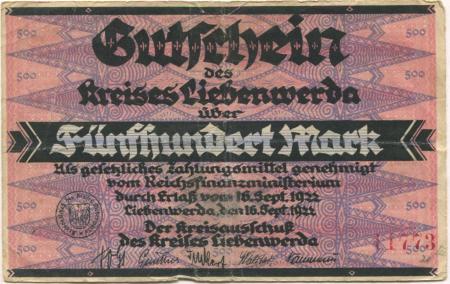 Liebenwerda (Bad) - Kreis - 16.9.1922 - 500 Mark 
