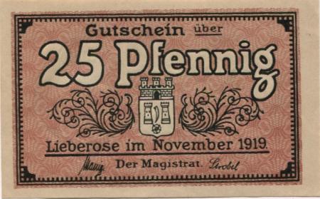 Lieberose - Stadt - November 1919 - 25 Pfennig 
