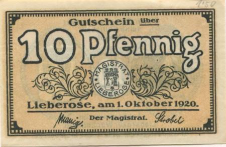 Lieberose - Stadt - 1.10.1920 - 10 Pfennig 