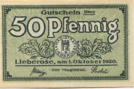 Lieberose - Stadt - 1.10.1920 - 50 Pfennig 