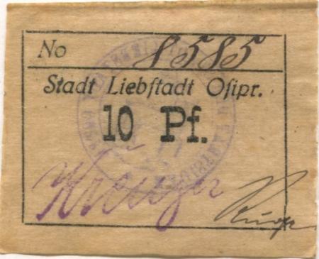 Liebstadt (heute: PL-Milakowo) - Stadt - -- - 10 Pfennig 