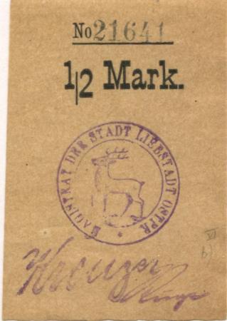 Liebstadt (heute: PL-Milakowo) - Stadt - -- - 1/2 Mark 