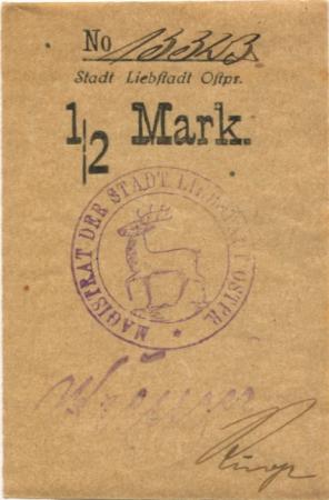 Liebstadt (heute: PL-Milakowo) - Stadt - -- - 1/2 Mark 