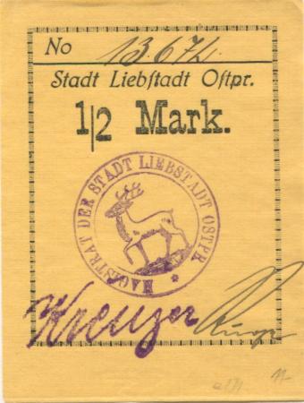 Liebstadt (heute: PL-Milakowo) - Stadt - -- - 1/2 Mark 