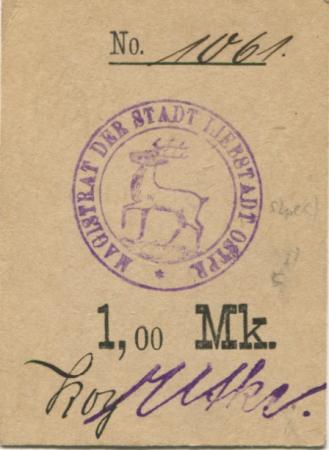 Liebstadt (heute: PL-Milakowo) - Stadt - -- - 1 Mark 