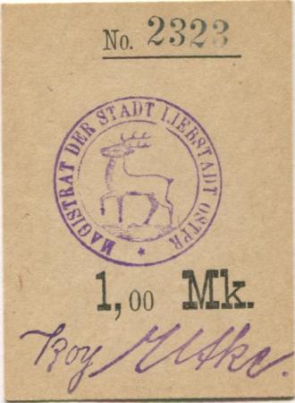 Liebstadt (heute: PL-Milakowo) - Stadt - -- - 1 Mark 