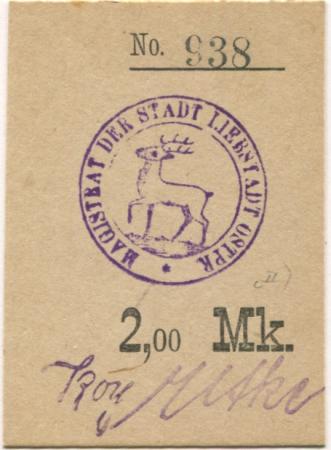 Liebstadt (heute: PL-Milakowo) - Stadt - -- - 2 Mark 