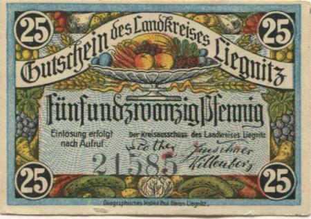 Liegnitz (heute: PL-Legnica) - Kreis - -- - 25 Pfennig 