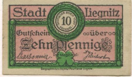 Liegnitz (heute: PL-Legnica) - Stadt - -- - 10 Pfennig 