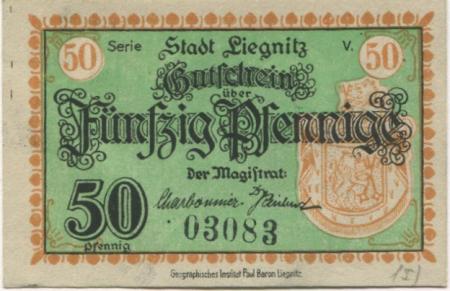 Liegnitz (heute: PL-Legnica) - Stadt - -- - 50 Pfennig 