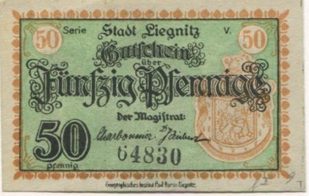 Liegnitz (heute: PL-Legnica) - Stadt - -- - 50 Pfennig 