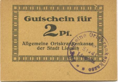 Liegnitz (heute: PL-Legnica) - Allgemeine Ortskrankenkasse - -- - 2 Pfennig 
