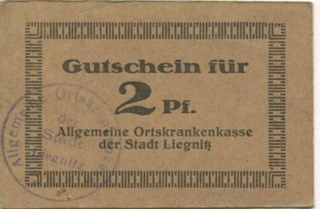 Liegnitz (heute: PL-Legnica) - Allgemeine Ortskrankenkasse - -- - 2 Pfennig 
