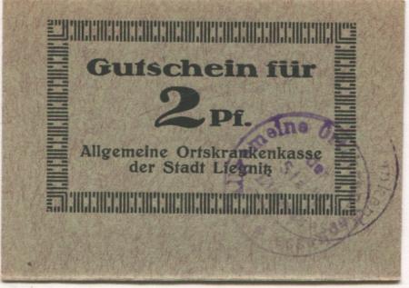 Liegnitz (heute: PL-Legnica) - Allgemeine Ortskrankenkasse - -- - 2 Pfennig 