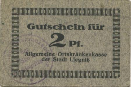 Liegnitz (heute: PL-Legnica) - Allgemeine Ortskrankenkasse - -- - 2 Pfennig 