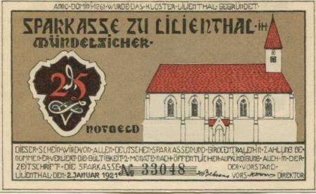 Lilienthal - Sparkasse - 2.1.1921 - 25 Pfennig 