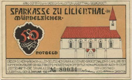 Lilienthal - Sparkasse - 2.1.1921 - 50 Pfennig 