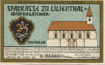 Lilienthal - Sparkasse - 1.3.1921 - 25 Pfennig 