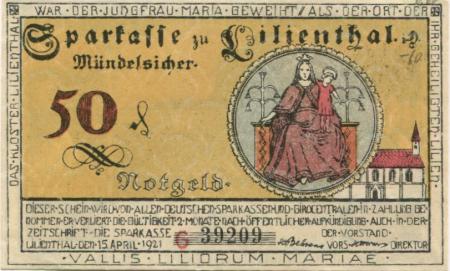Lilienthal - Sparkasse - 15.4.1921 - 50 Pfennig 
