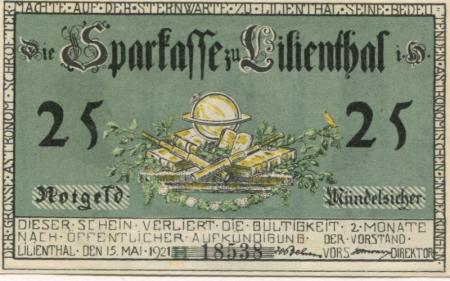 Lilienthal - Sparkasse - 15.5.1921 - 25 Pfennig 