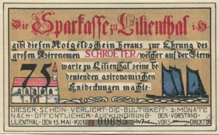 Lilienthal - Sparkasse - 15.5.1921 - 75 Pfennig 